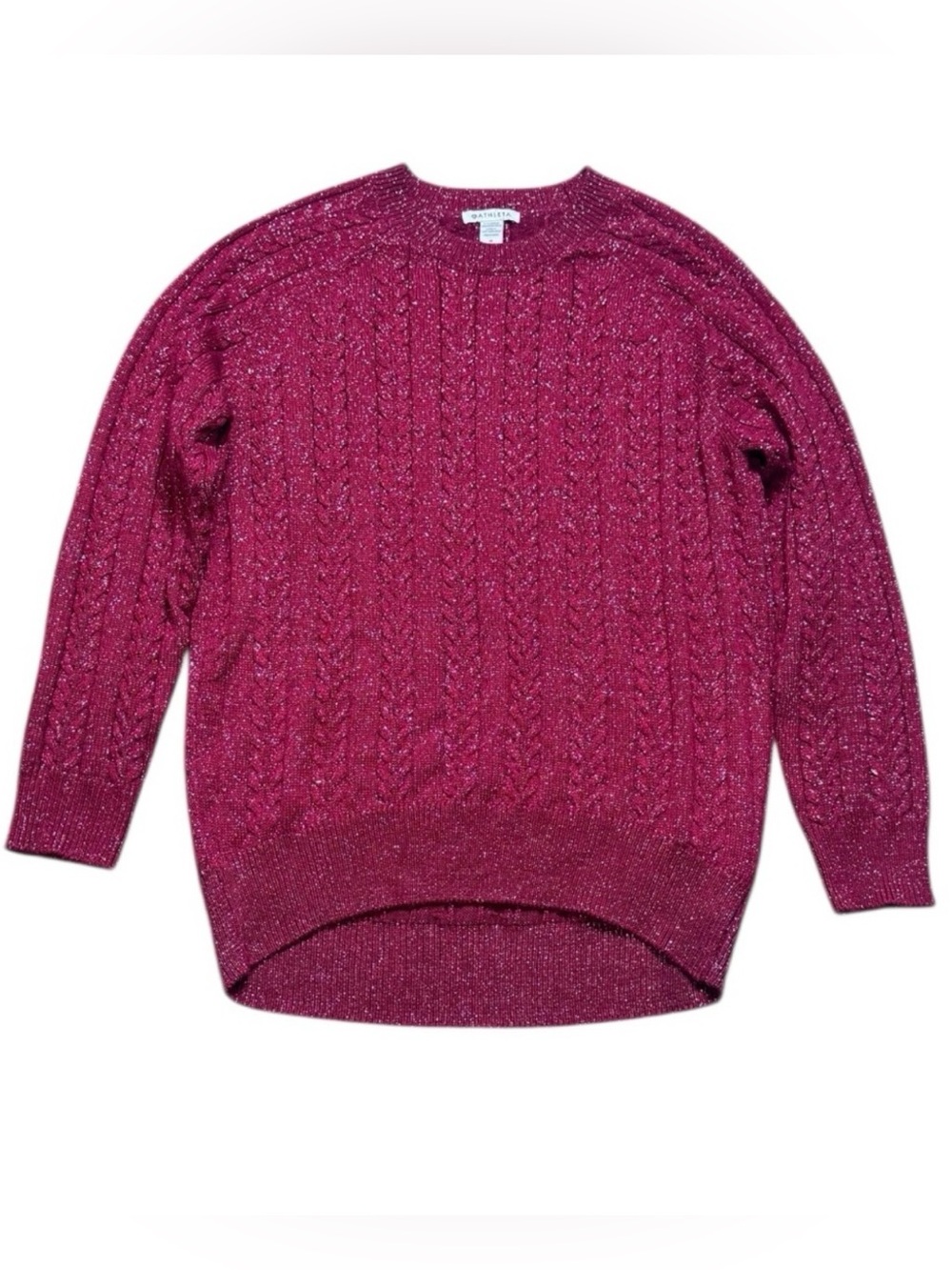 Athleta Crossroads Crew Sweater size M 984562 Decadent Red Metallic